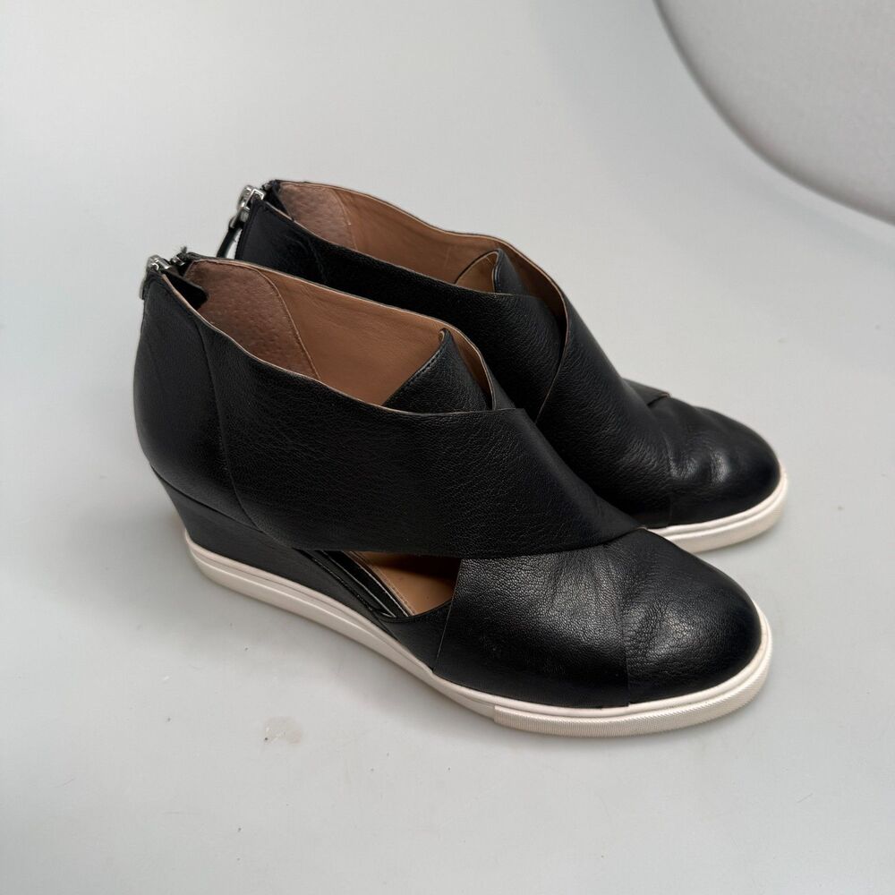 Linea Paolo Freshton Women's 7.5 Black Leather Wedge Sneaker Boots EUC - Picture 16 of 16